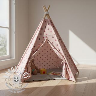 Tissu double gaze/mousseline Fruits apple soft rose