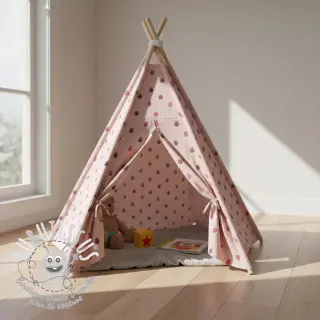 Tissu double gaze/mousseline Fruits apple soft rose