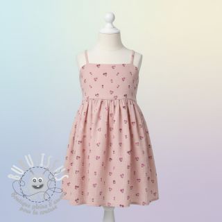 Tissu double gaze/mousseline Fruits cherry soft rose