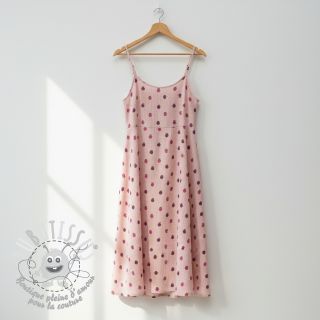 Tissu double gaze/mousseline Fruits apple soft rose