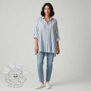 Tissu double gaze/mousseline YARN DYED Line blue