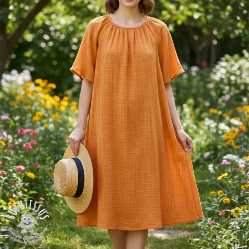 Tissu double gaze/mousseline Vintage orange