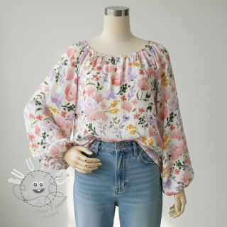 Tissu double gaze/mousseline Big summer flowers digital print