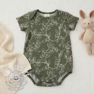 Tissu double gaze/mousseline EMBROIDERY Climbing flowers pickle