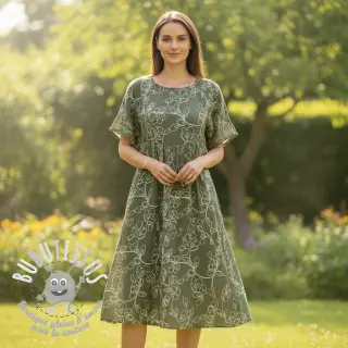 Tissu double gaze/mousseline EMBROIDERY Climbing flowers pickle