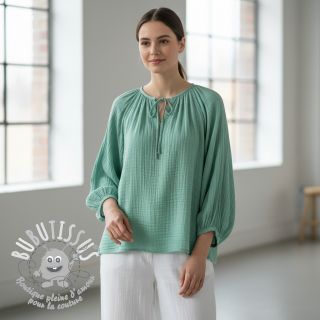 Tissu double gaze/mousseline peppermint