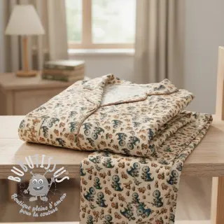 Tissu double gaze/mousseline Baby dino design B digital print