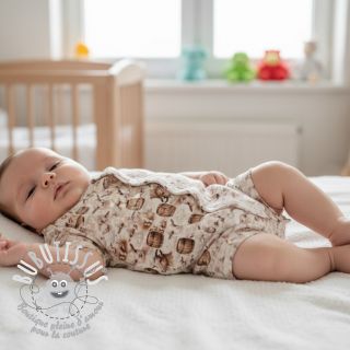 Tissu double gaze/mousseline Little farm animals design D digital print