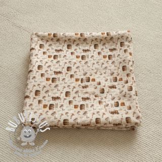 Tissu double gaze/mousseline Little farm animals design C digital print