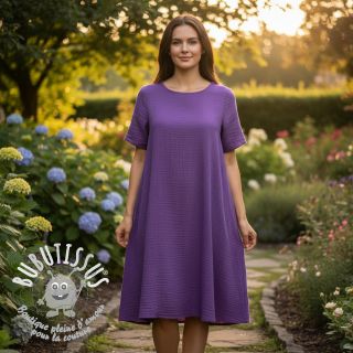 Tissu double gaze/mousseline violet ORGANIC