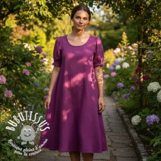 Tissu double gaze/mousseline cyclaam ORGANIC