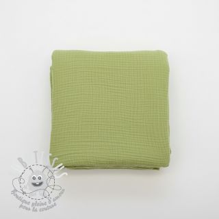 Tissu double gaze/mousseline old lime ORGANIC