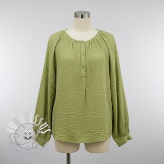 Tissu double gaze/mousseline old lime ORGANIC