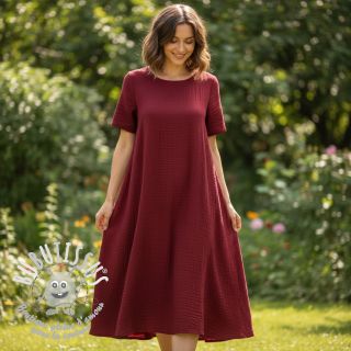 Tissu double gaze/mousseline wine ORGANIC