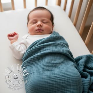 Tissu double gaze/mousseline indigo ORGANIC