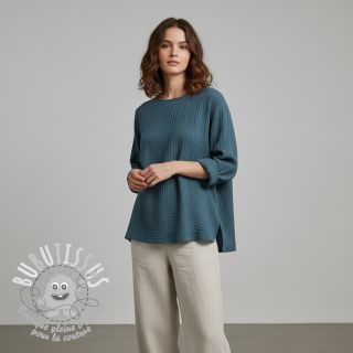 Tissu double gaze/mousseline indigo ORGANIC