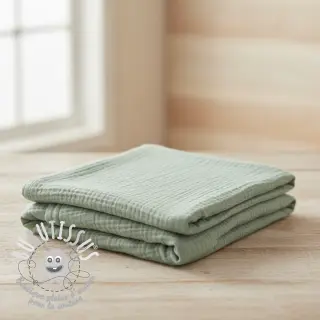 Tissu double gaze/mousseline dark mint ORGANIC