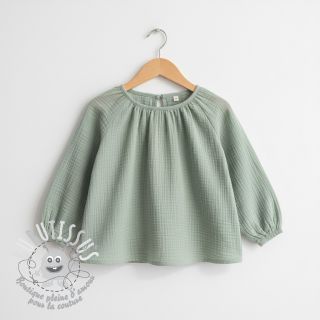 Tissu double gaze/mousseline dark mint ORGANIC