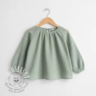 Tissu double gaze/mousseline dark mint ORGANIC