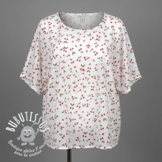 Tissu double gaze/mousseline Cherries white digital print