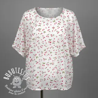 Tissu double gaze/mousseline Cherries white digital print