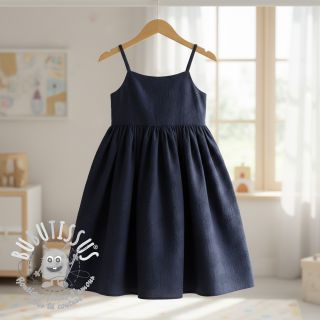 Tissu double gaze/mousseline EMBROIDERY Flowers navy