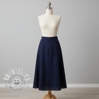 Tissu double gaze/mousseline EMBROIDERY Flowers navy