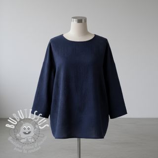 Tissu double gaze/mousseline EMBROIDERY Flowers navy