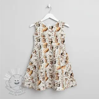 Tissu double gaze/mousseline Cuties design D digital print