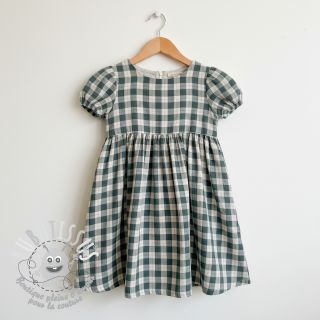 Tissu double gaze/mousseline Double sided CHECKS MINI cyan