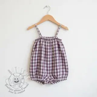Tissu double gaze/mousseline Double sided CHECKS MINI grape