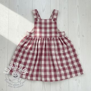 Tissu double gaze/mousseline Double sided CHECKS MINI rosewood