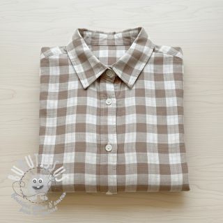 Tissu double gaze/mousseline Double sided CHECKS MINI sand