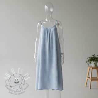 Tissu double gaze/mousseline YARN DYED Stripes light blue