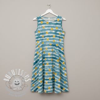 Tissu double gaze/mousseline Happy faces jeans digital print