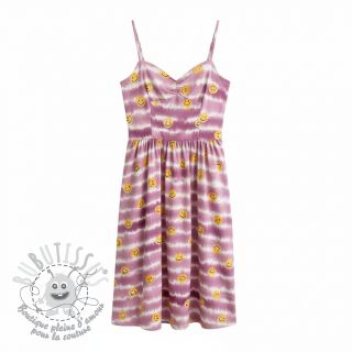 Tissu double gaze/mousseline Happy faces blush digital print