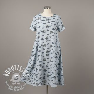 Tissu double gaze/mousseline Helicopters light blue