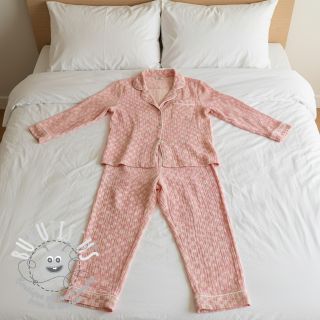 Tissu double gaze/mousseline JACQUARD Dots pink