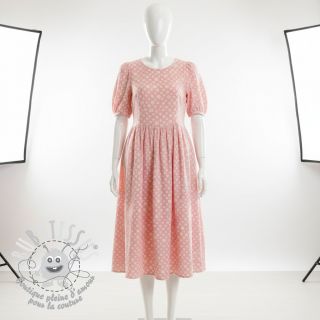 Tissu double gaze/mousseline JACQUARD Dots pink