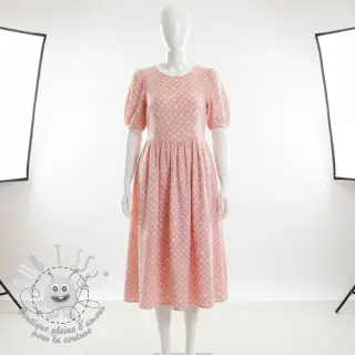 Tissu double gaze/mousseline JACQUARD Dots pink