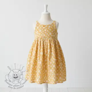 Tissu double gaze/mousseline JACQUARD Dots dark yellow