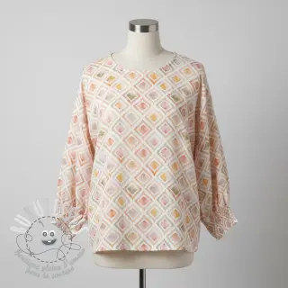 Tissu double gaze/mousseline Geo watercolour mauve digital print