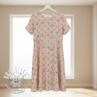 Tissu double gaze/mousseline Geo watercolour mauve digital print