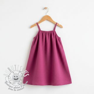 Tissu double gaze/mousseline cerise ORGANIC