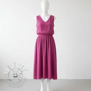Tissu double gaze/mousseline cerise ORGANIC