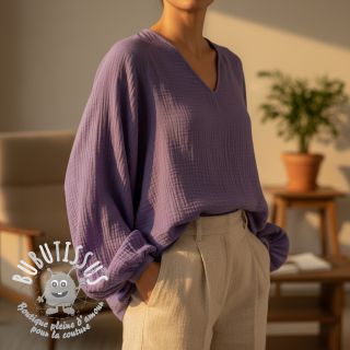 Tissu double gaze/mousseline lavender ORGANIC