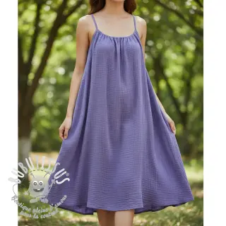Tissu double gaze/mousseline lavender ORGANIC