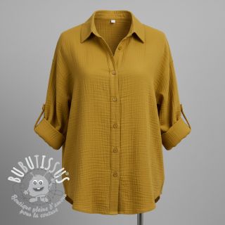 Tissu double gaze/mousseline gold