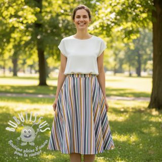 Tissu double gaze/mousseline yarn dyed Stripe purple