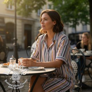 Tissu double gaze/mousseline yarn dyed Stripe purple